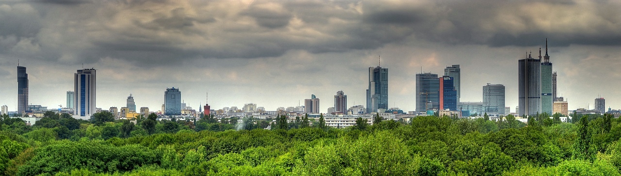 Panorama výškových budov Varšavy