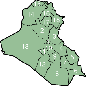 Mapa správního rozdělení Iráku