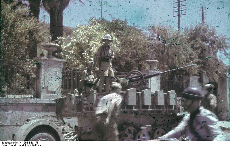 Soubor:Bundesarchiv N 1603 Bild-178, Sizilien, leichte Flak auf Zugkraftwagen.jpg