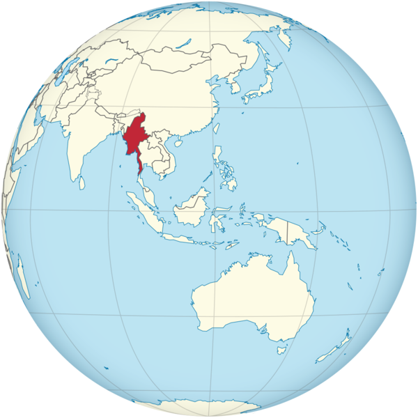 Soubor:Myanmar on the globe (Southeast Asia centered).png
