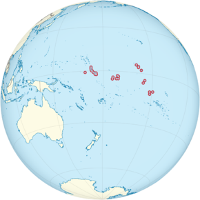 Kiribati on the globe (small islands magnified) (Polynesia centered).png