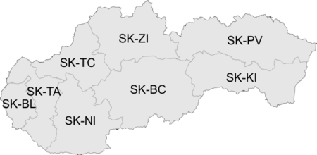 Mapa slovenských krajů