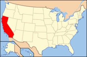 Kalifornie na mapě USA