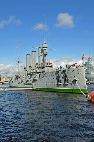 The cruiser Aurora was built between 1897 and 1900 in St. Petersburg and joined Russia's Baltic fleet in 1903.