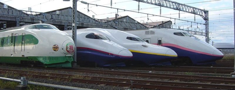 Soubor:JR East Shinkansen lineup 200 E2 E4 E1 Niigata Depot 20071100.JPG