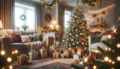 Gemütliches Weihnachtszimmer mit geschmücktem Baum und Geschenken-MVFlickr.png
