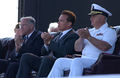 US Navy 050529-N-5621B-032 From left, San Diego Mayor Dick Murphy, California Gov. Arnold Schwarzenegger and Cmdr. Ron Ritter applaud World War II veterans.jpg