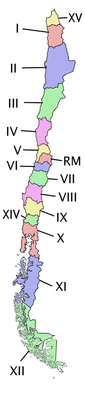 Chile's 15 regions.