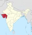 Gujarat in India (claimed and disputed hatched).png