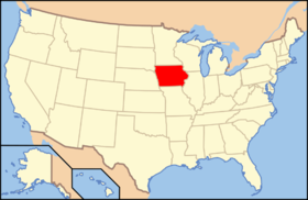 Iowa na mapě USA