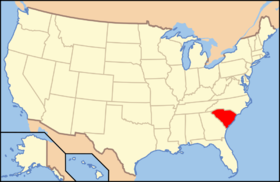 South Carolina na mapě USA
