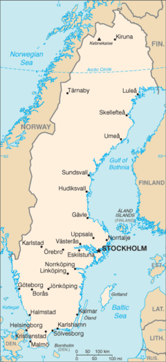 Mapa Švédska