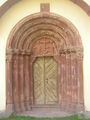 Hrusice CZ St Wenceslas church Romanesque portal.148.jpg
