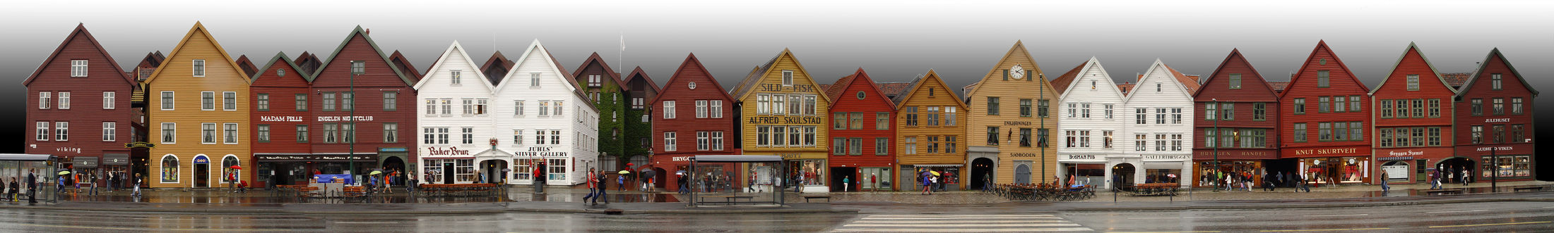 Panorama nejstarší čtvrti Bergenu