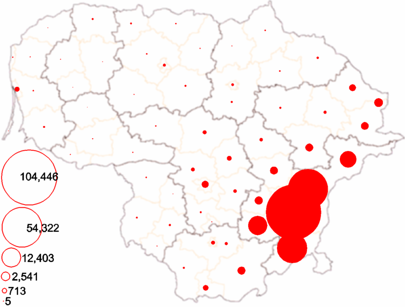 Soubor:Poles distribution in Lithuania, 2001 census.png