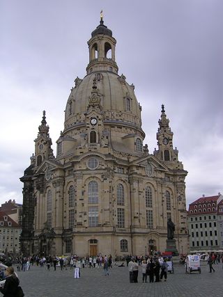 The Dresden Frauenkirche is a Lutheran church in Dresden.