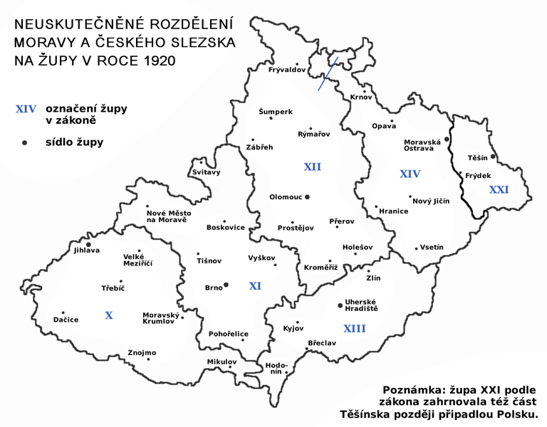 Soubor:Neuskutečněné župní rozdělení Moravy a Českého Slezska z roku 1920.png