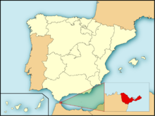 Autonomní město Ceuta na mapě Španělska
