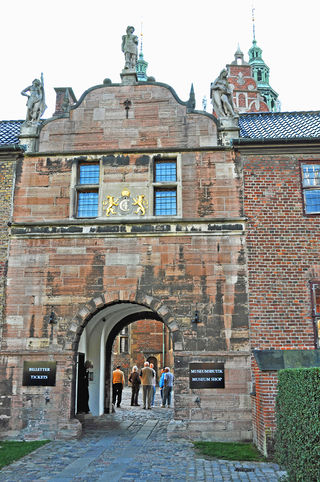 Entrance to Rosenborg Castle. Rosenborg Castle is a beautiful historic building.