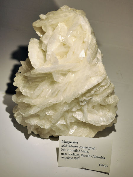 Soubor:Harvard Museum of Natural History. Magnesite. Mt. Brussilof Mine, near Radium, British Columbia (DerHexer) 2012-07-20.jpg